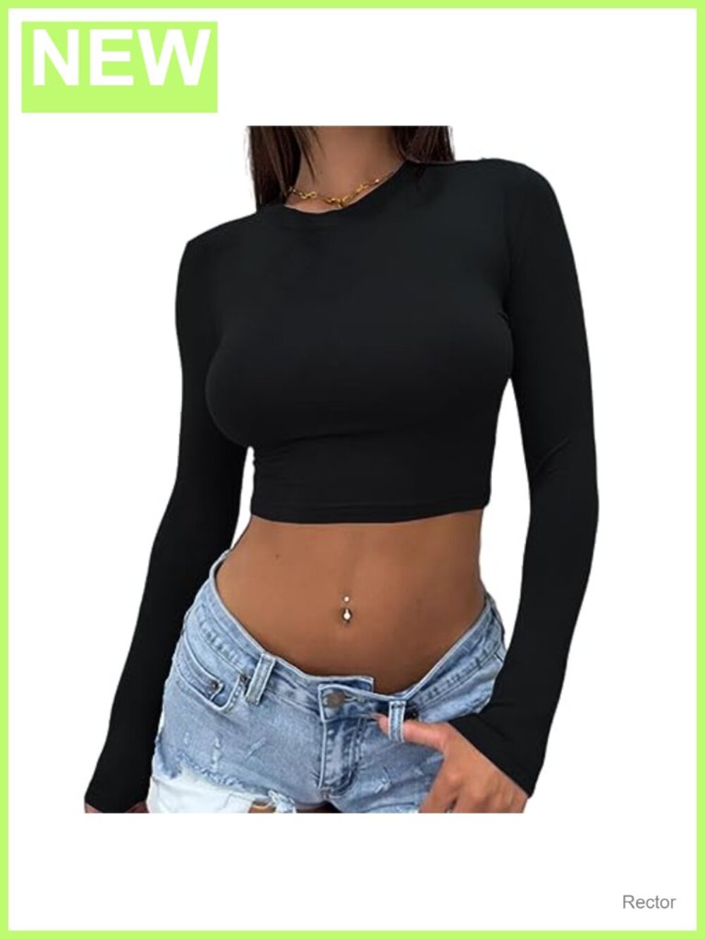 Women's Long Sleeve Crop Top Crewneck Slim Fit Stretch Modal Y2K Tee